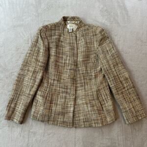 Vintage Talbots Made in USA of Italian Fabric Women’s 8 Beige Tan Tweed Jacket